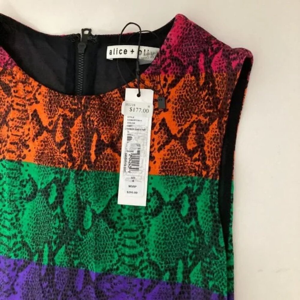 Alice + Olivia Delora Snake Print Stripe Sheath Dress - Picture 8 of 10